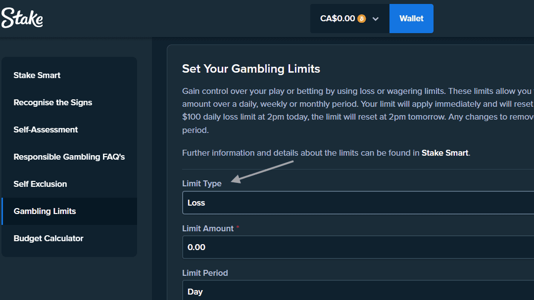 Limites de dépôt sur Stake