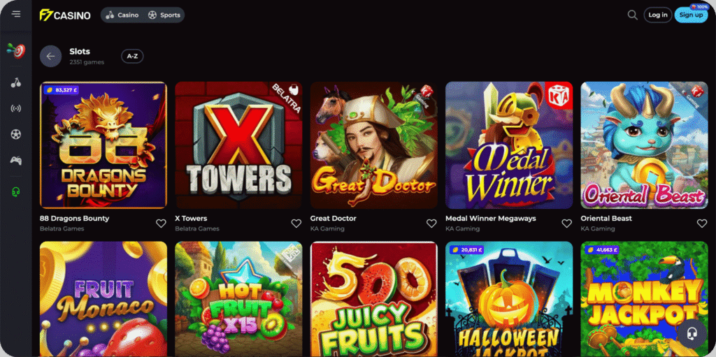 F7 Casino Slot Games Lobby