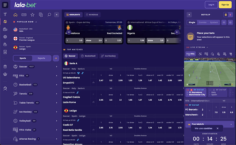 LalaBet Sports Review Interface