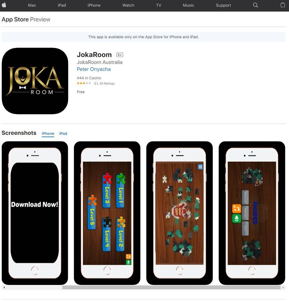 Jokaroom Casino App on iPhone