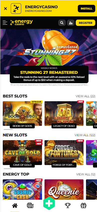 Energy Casino Mobile Layout