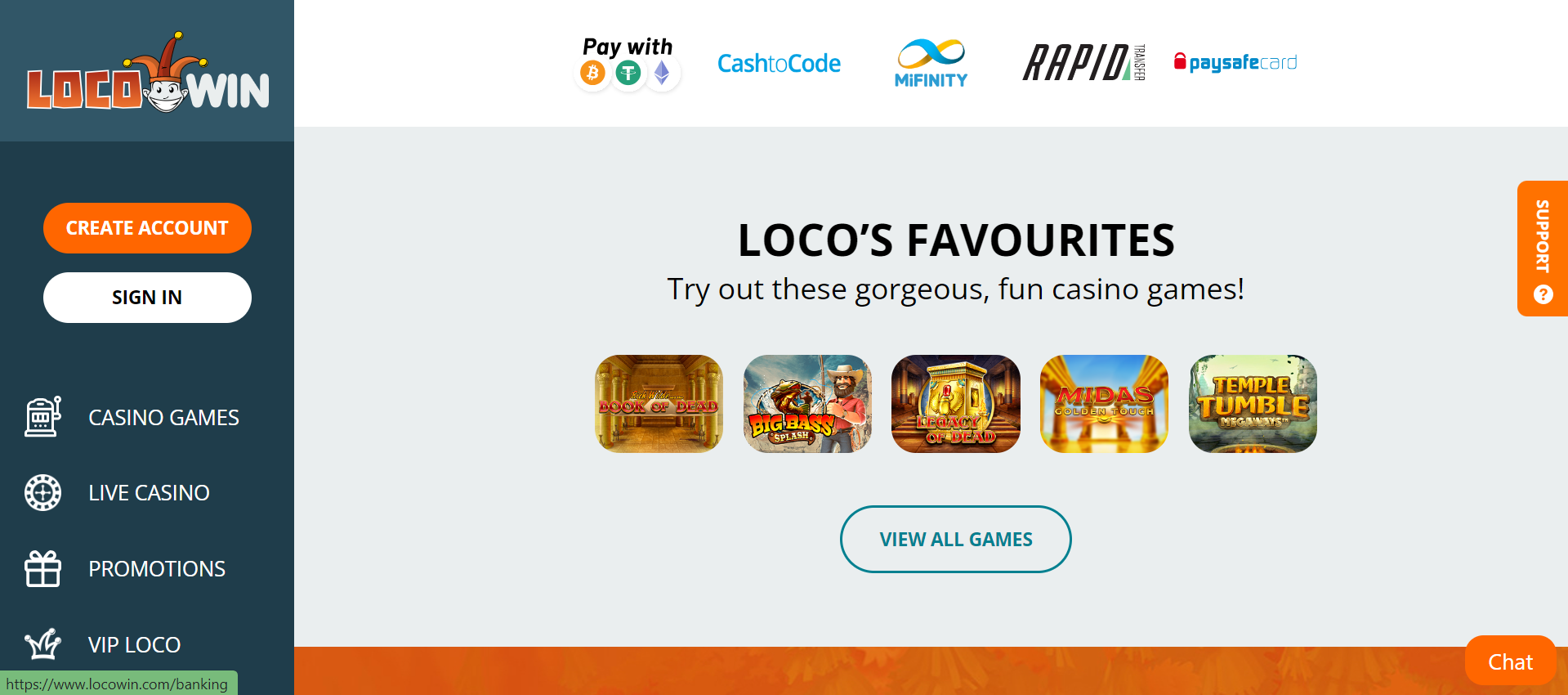 Locowin Homepage Screenshot