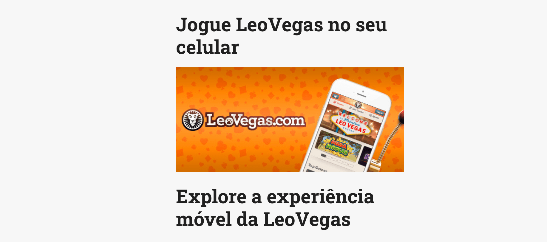 Captura de pantalla de la app de LeoVegas