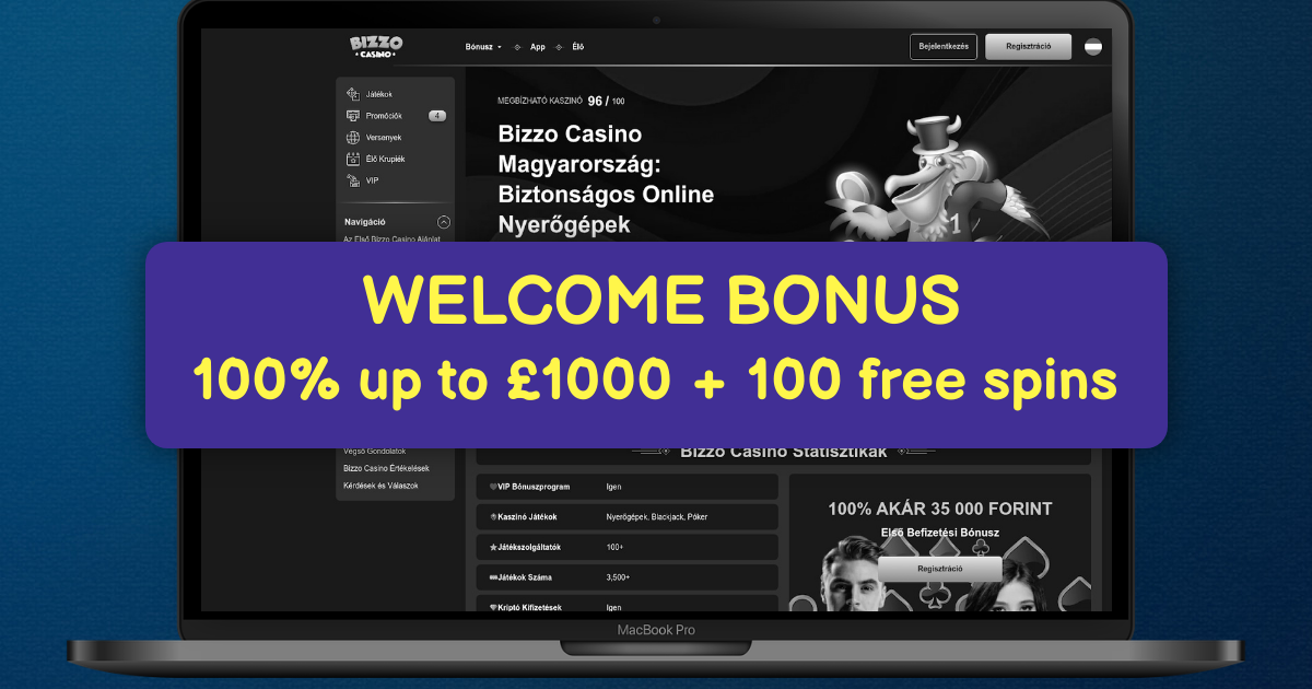 Ekran rejestracji w Bizzo Casino pokazujący formularz i bonusy